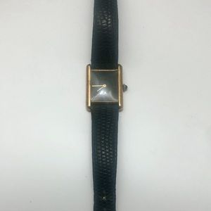 ‼️REDUCED PRICE ‼️Cartier Tank Wristwatch Leather in Black Vintage